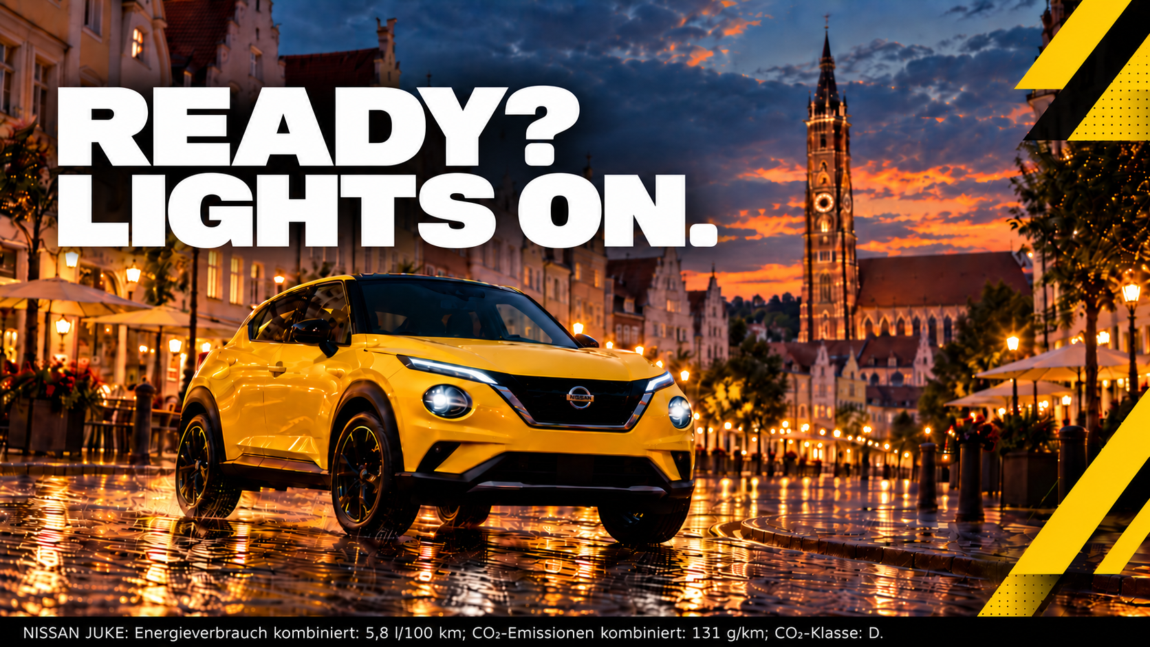 Nissan Juke in Gelb in einer Stadt