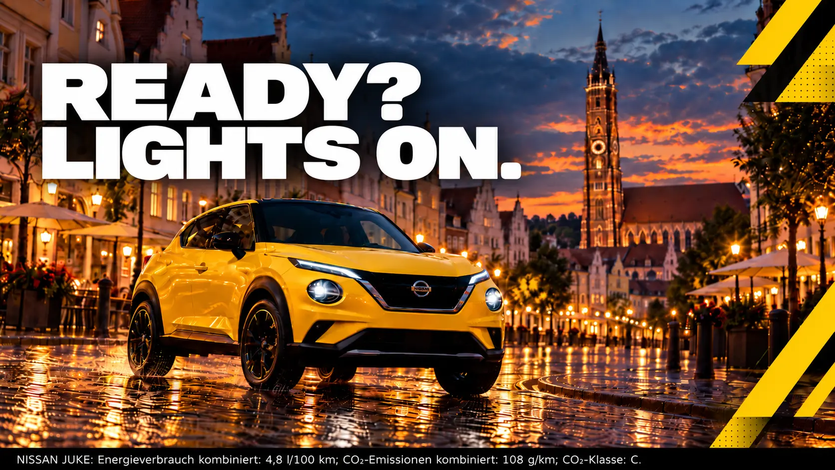 Nissan Juke in Gelb in einer Stadt